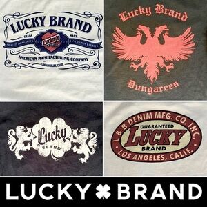 🍀4️⃣Lot of 4 Classic Fit Graphic Print Black & White Short Sleeve Tees—3 M & 1 L